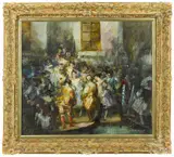 canal scene with festival by Joan Camo Sentis, oil on canvas, offered Nov 2014