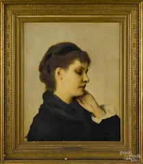 portrait of a woman by Gabriel von Max, oil on canvas, sold Nov 2014