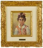 portrait of a girl by Lucio Tafuri, oil on board, sold Nov 2014