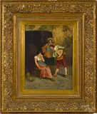 of street musicians by Carlo Polidori, oil on panel, sold Nov 2014