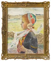 portrait of a Breton girl by Frank C. Penfold, watercolor, offered Nov 2014