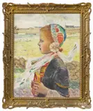 portrait of a Breton girl by Frank C. Penfold, watercolor, offered Nov 2014