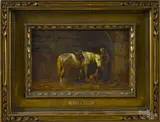 stable scene by Ludwig Hartmann, oil on panel, offered Nov 2014