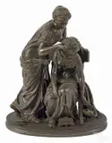 group of two women reading from their notebooks by Jean-Louis Grégoire, bronze, sold Nov 2014