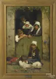 of a family with a cat by Adolf Echtler, oil on canvas, offered Nov 2014