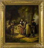 of figures outside of a church by Alexander Hugo Bakker Korff, oil on canvas, offered Nov 2014