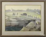 landscape with an Amish funeral procession by Harry Leith-Ross, watercolor, offered Oct 2014