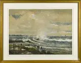 seascape with crashing waves by Edmund Darch Lewis, watercolor on paper, offered Oct 2014
