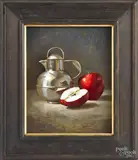 still life with apples and a silver pot by William O. Ewing, oil on board, offered Oct 2014