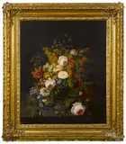 still life with flowers by Severin Roesen, oil on canvas, offered Oct 2014