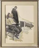 illustration from The Acid Test by Arthur Stringer by Stanley Massey Arthurs, 1913, oil on board, offered Oct 2014