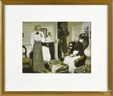 illustration of two women in a room by Mead Schaeffer, oil on board, offered Oct 2014