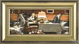 illustration of men at a desk by Mead Schaeffer, oil on board, offered Oct 2014