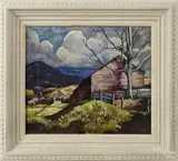 landscape with a barn by Helen Hamilton, oil on canvas, offered Oct 2014