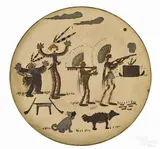 on ceramic plate caricature of (left to right) Dr. Algernon Sidney Roberts by A. B. Frost, oil, offered Oct 2014