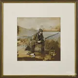 and wash of a man duck hunting by A. B. Frost, watercolor, offered Oct 2014