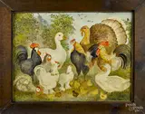 barnyard scene with fowl by Jeanne Davies, oil on canvas, sold Oct 2014