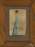 portrait of a woman in a blue dress by Jacob Maentel, watercolor, offered Oct 2014