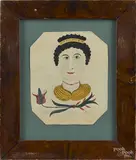 portrait of a woman with a crown and a tulip vine below by Sarah Kriebel Drescher, watercolor, offered Oct 2014