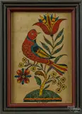 fraktur of a distelfink by David Y. Ellinger, watercolor, offered Oct 2014