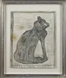 of a seated cat by William L. Hawkins, pencil on paper, offered Sep 2014