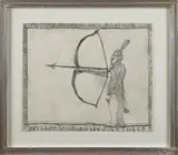 of a Native American shooting a bow and arrow by William L. Hawkins, pencil on paper, offered Sep 2014