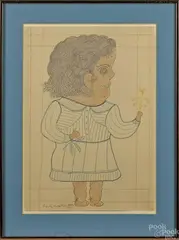 portrait by Inez Nathaniel-Walker, pencil and crayon, sold Sep 2014