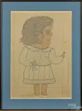 portrait by Inez Nathaniel-Walker, pencil and crayon, sold Sep 2014