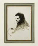 and wash on paper by Augustin Théodule Ribot, ink, sold Sep 2014