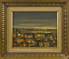 cityscape by Martin Jackson, oil on board, offered Sep 2014