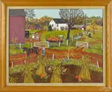 barnyard scene by Janis Price, oil on canvas, offered Sep 2014