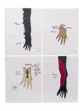 21 Glove Designs by Geoffrey Beene, 1985-89, marker on paper, sold Dec 2023