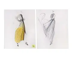 10 Fashion Illustrations for Geoffrey Beene by Joe Eula, 1990-95, ink and watercolor on paper, sold Dec 2023