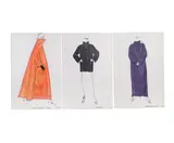 21 Fashion Illustrations for Geoffrey Beene by Joe Eula, 1990-95, ink and watercolor on card stock, sold Dec 2023