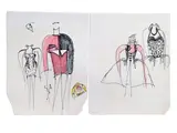 18 Sketches for the Geoffrey Beene Spring 1986 Collection by Geoffrey Beene, c. 1986, marker and color pencil on vellum, sold Dec 2023