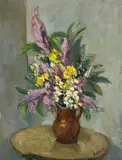 Still Life with Flowers by Albert Bela Bauer, oil on canvas, sold Jan 2024