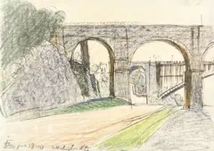 Washington Heights by Oscar Florianus Bluemner, ink and pastel on paper, sold Jan 2024