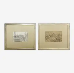 Easton, PA / Bronx River, West Farms (2 Works) by Oscar Florianus Bluemner, graphite on paper, sold Jan 2024