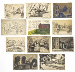 Landscape Drawings, Group of 11 by Oscar Florianus Bluemner, charcoal, pastel, and graphite on paper, sold Jan 2024