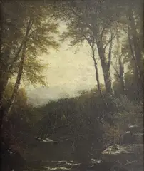 Woodland Scene by John William Casilear, 1877, oil on canvas, sold Jan 2024