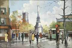 Paris Scene by Max Moreau, oil on canvas, sold Jan 2024