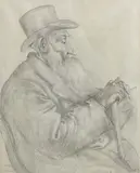 Portrait of Old Mr. Brodetsky by Clara Klinghoffer, 1964, graphite on paper, sold Jan 2024