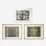 Cartografía / La Lluvía en el Mar / Mar de la Sargazos (3 Works) by José Villalobos, etching and aquatint, sold Jan 2024