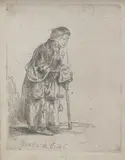 A Beggar Woman Asking Alms by Rembrandt Harmensz van Rijn, etching, sold Jan 2024