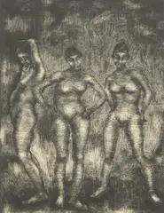 The Three Graces by George Biddle, 1926, lithograph, sold Jan 2024