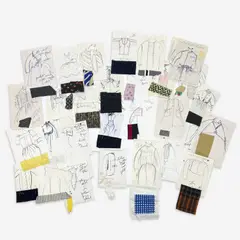 30 Fashion Illustrations by Geoffrey Beene, c. 1985, marker, ink, and graphite on paper, sold Jan 2024