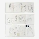 22 Sketches for 1986 Fall Collection by Geoffrey Beene, c. 1986, marker and on paper, sold Jan 2024