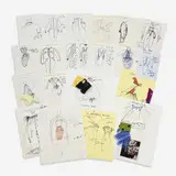 20 Fashion Illustrations by Geoffrey Beene, c. 1985, marker, ink, and graphite on paper, sold Jan 2024