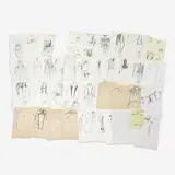38 Fashion Illustrations by Geoffrey Beene, c. 1985, marker, ink, and graphite on paper, sold Jan 2024