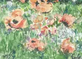 Untitled (Poppies) by Joe Eula, 1998, watercolor and pastel on paper, sold Jan 2024